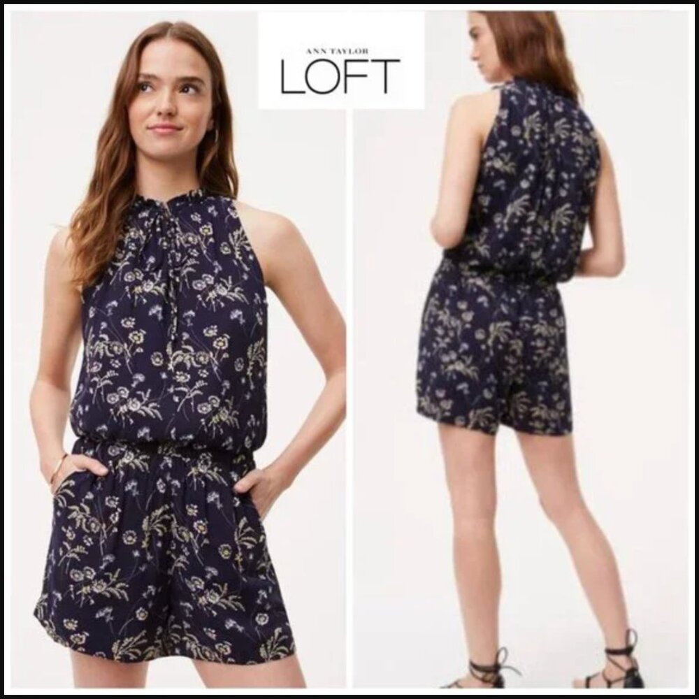 [NWT] [Loft] Blue Floral Romper (Medium)